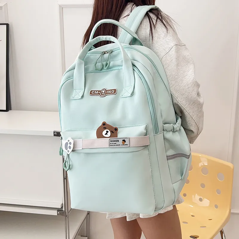Single Warehouse Nylon Student Bag Pink/Blue/Green/Purple/Black-14