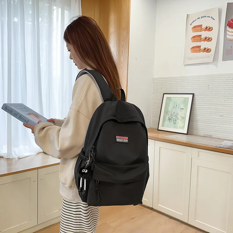Single Warehouse Nylon Backpack Unisex Black/White/Pink/Gray/Blue/Green-7