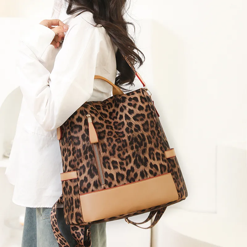 Single Warehouse PU Backpack Women's Black/Brown/Coffee-1