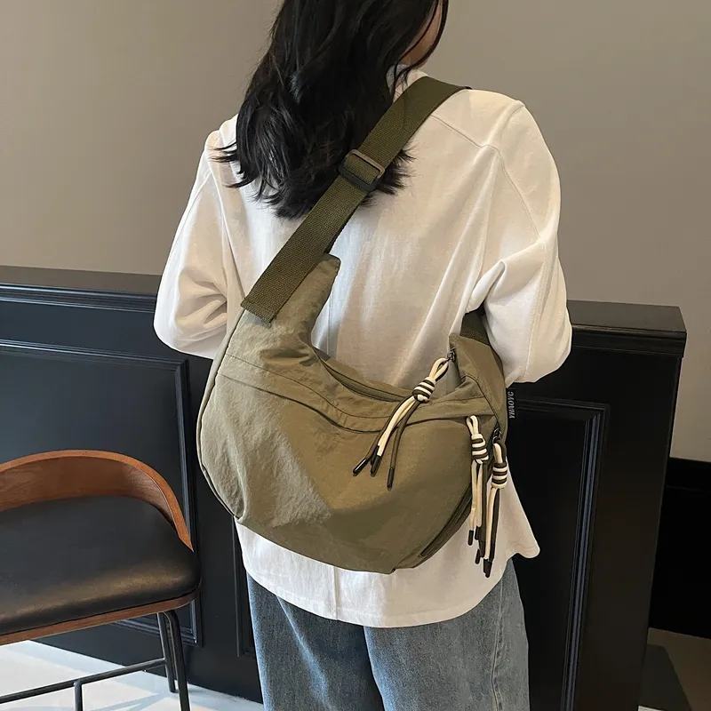 Single Warehouse Fabric Shoulder Bag Regular Unisex White/Green/Yellow/Purple/Black-14