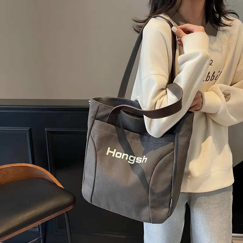 Single Warehouse Fabric Handheld Shoulder Bag Regular Women's White/Khaki/Dark Tea-20