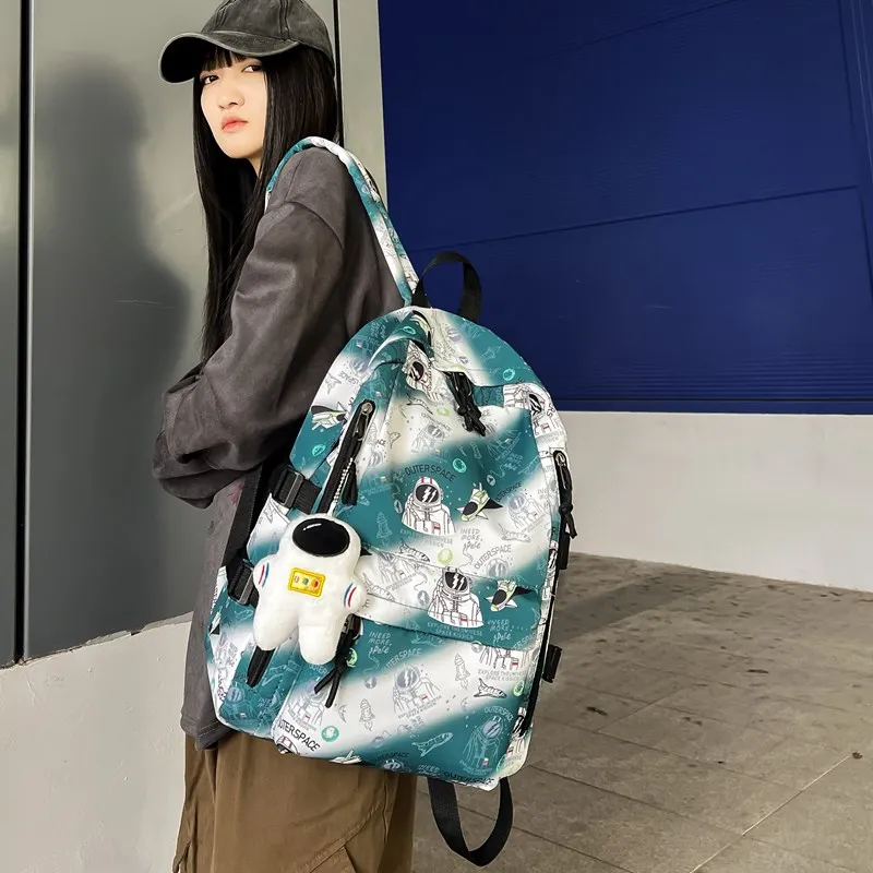 Single Warehouse Nylon Backpack Regular Unisex Blue/Green/Gray/Black-8