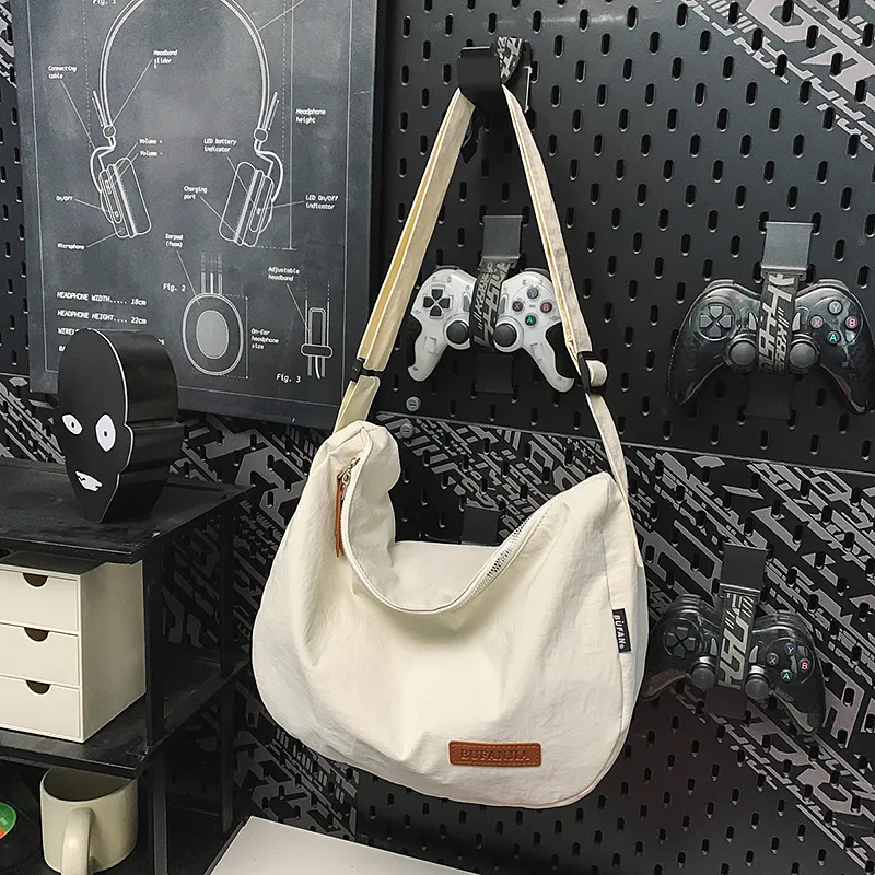 Single Warehouse Nylon Crossbody Bag, Shoulder Bag Regular Unisex White/Black/Khaki/Green-1