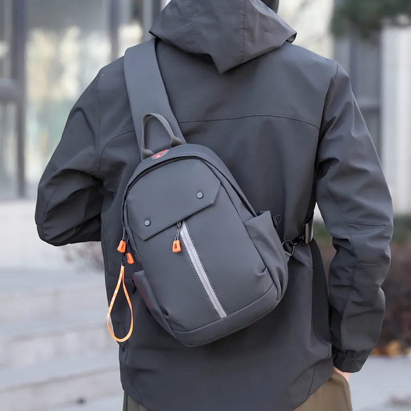 Single Warehouse Nylon Sling Bag Men's Black/Gray-11