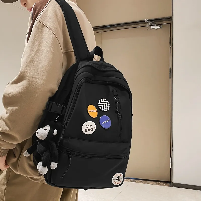 Single Warehouse Nylon Backpack Regular Unisex Black/Black & White/Light Blue & White/Dark Blue & White-18