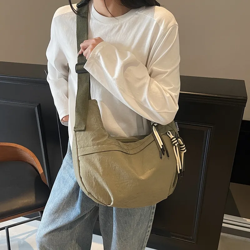 Single Warehouse Fabric Shoulder Bag Regular Unisex White/Green/Yellow/Purple/Black-16