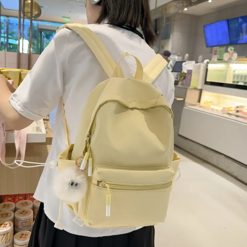 Single Warehouse Nylon Backpack Large Size Unisex Green/White/Black/Yellow/Pink-10