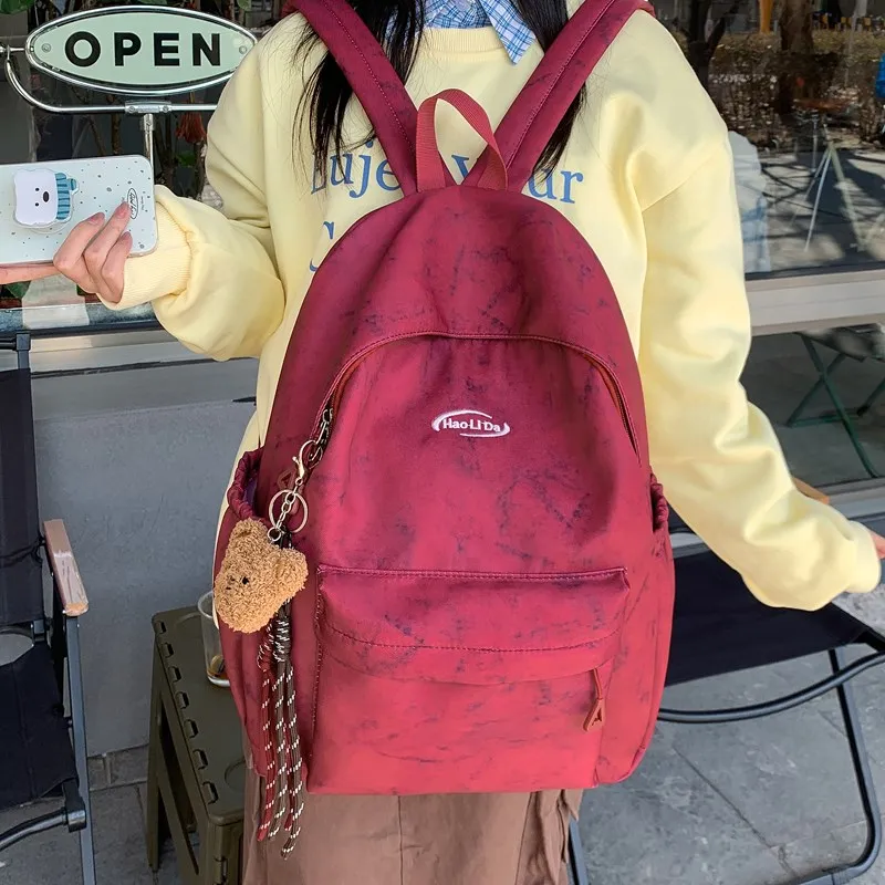 Single Warehouse Nylon Backpack Unisex White/Red/Blue/Black-5