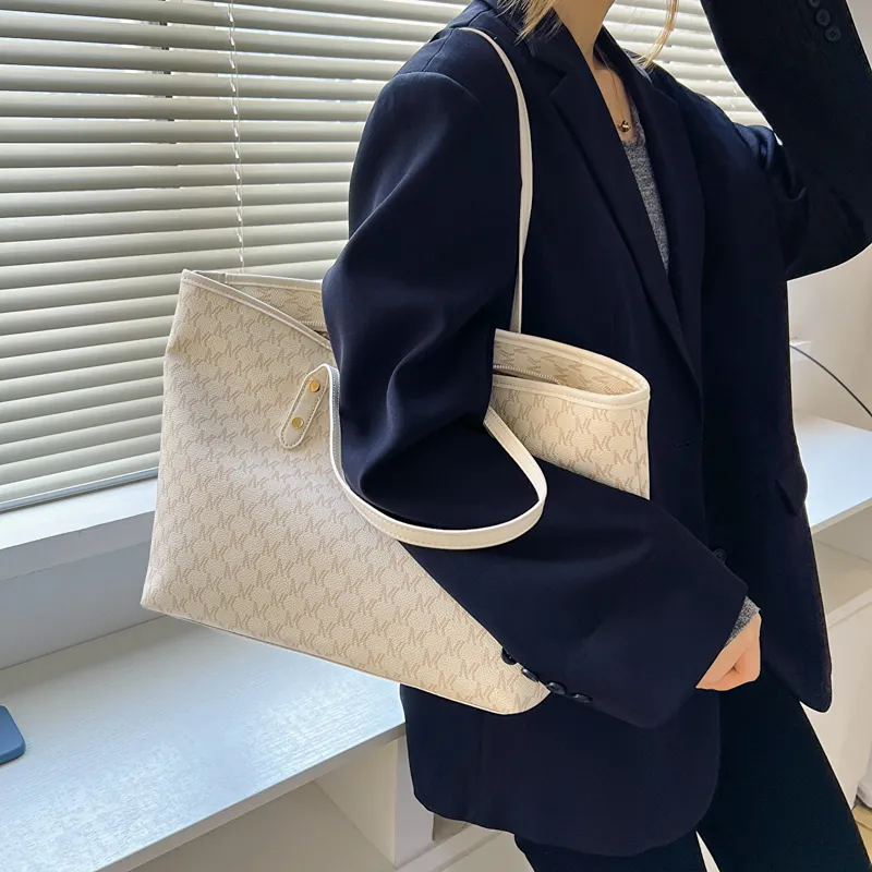 Single Warehouse PU Handheld Underarm Shoulder Bag Regular Women's Ecru/Coffee/Black-4