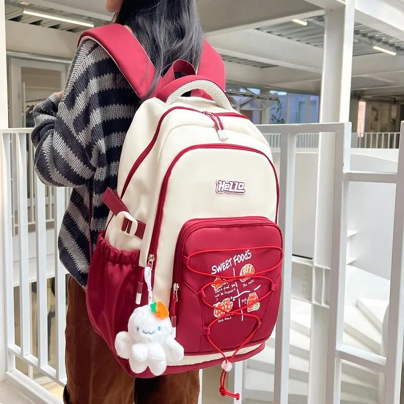 Single Warehouse Composite Cloth Backpack Unisex Multicolor-16