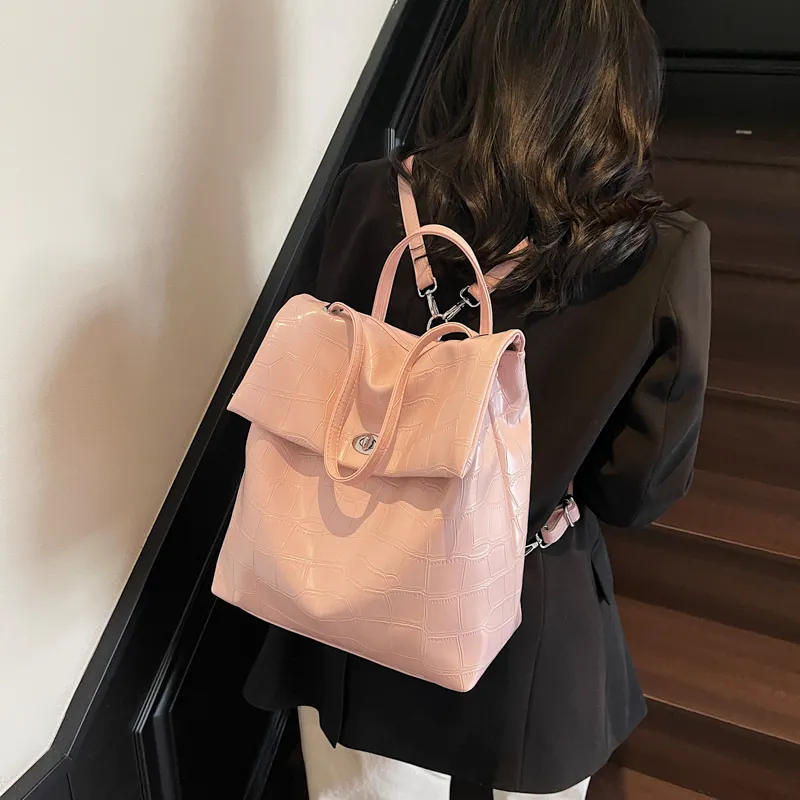 Single Warehouse PU Backpack Regular Women's Ecru/Pink/Blue/Black-10