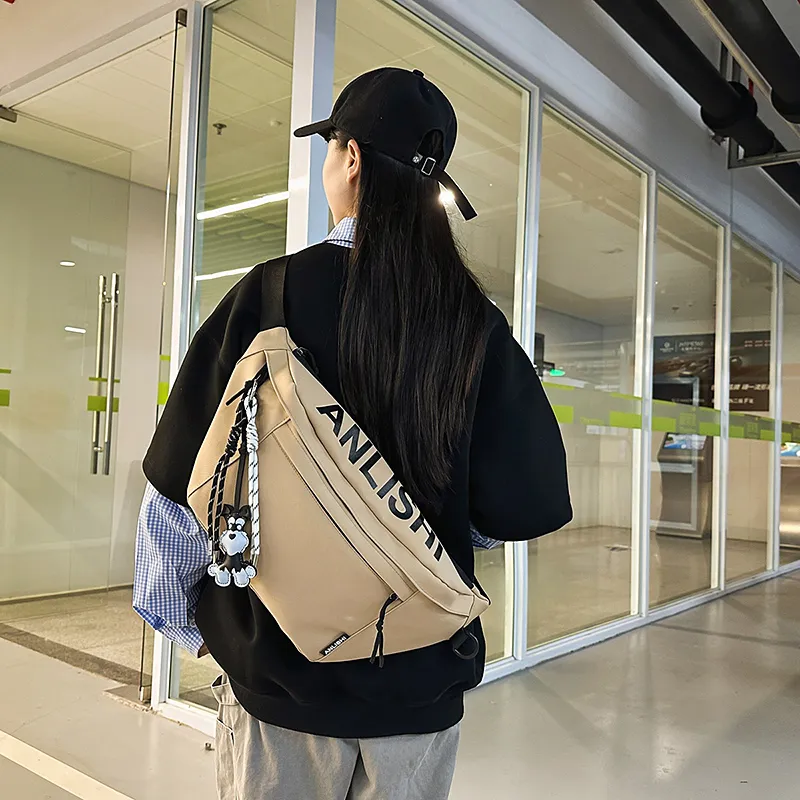 Single Warehouse Nylon Sling Bag Unisex White/Khaki/Gray/Black-10