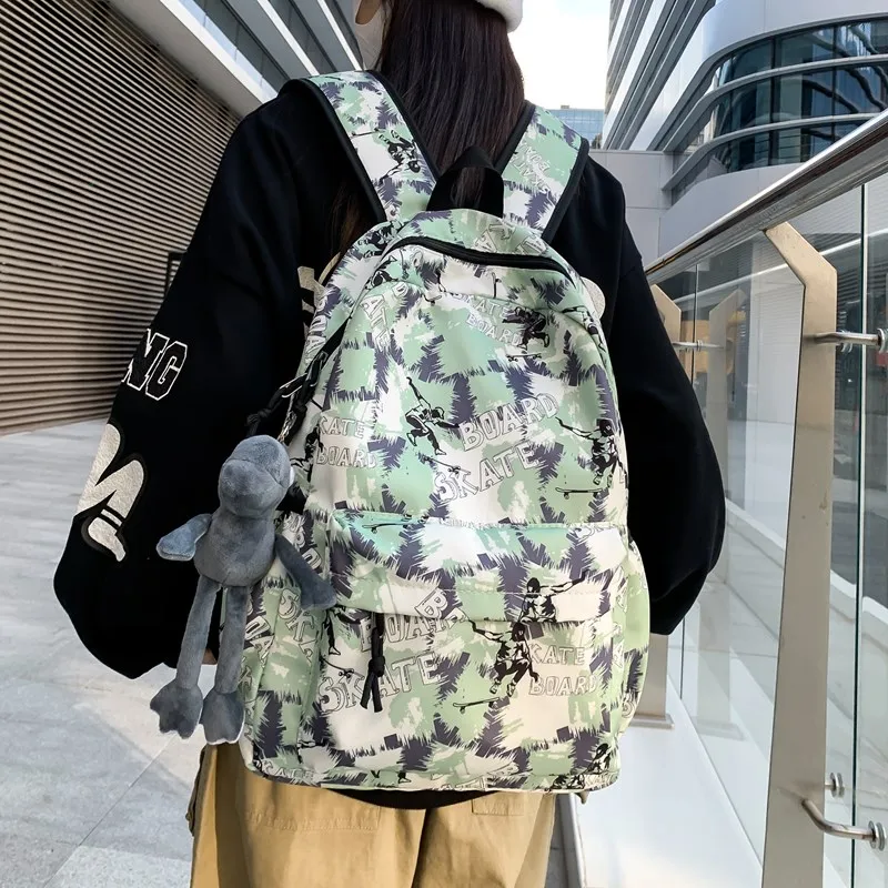Single Warehouse Composite Cloth Backpack Regular Unisex Black/Green/Blue/Khaki-9