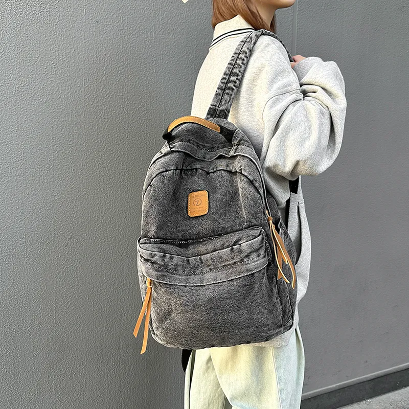 Single Warehouse Denim Backpack Regular Unisex Black/Light Blue/Dark Blue-15