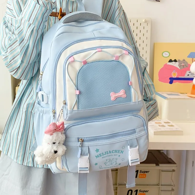 Single Warehouse Composite Cloth Backpack Women's Yellow/Pink/Black/Blue/Green-18