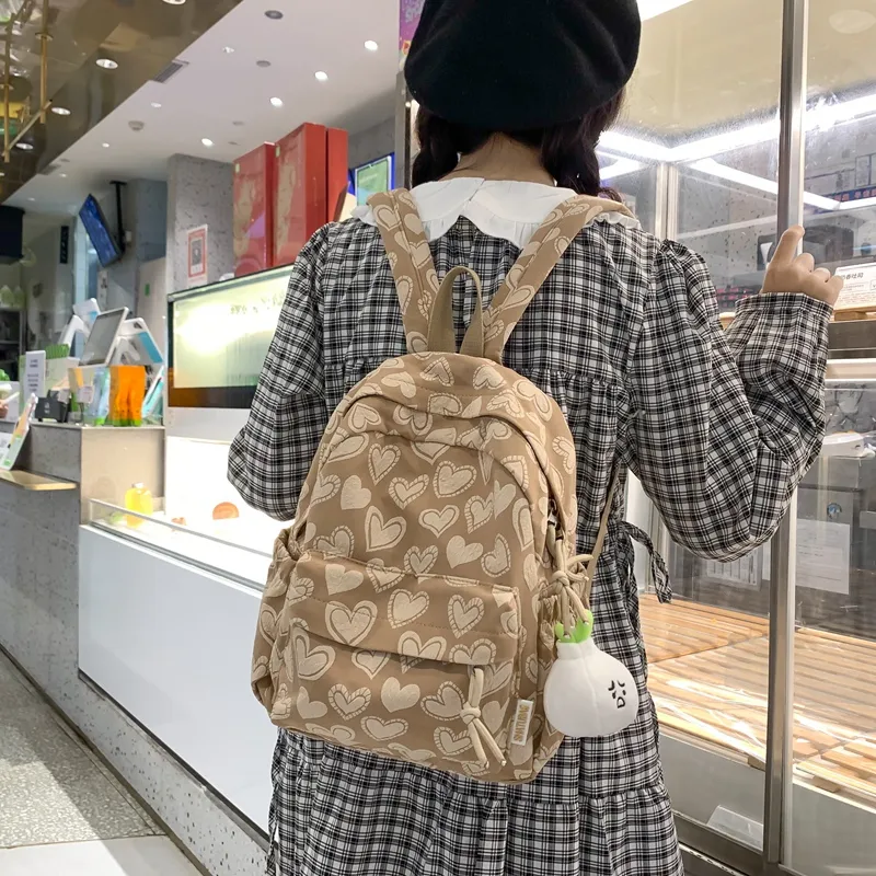 Single Warehouse Polyester Backpack Regular Women's White/Black/Pink/Khaki-21