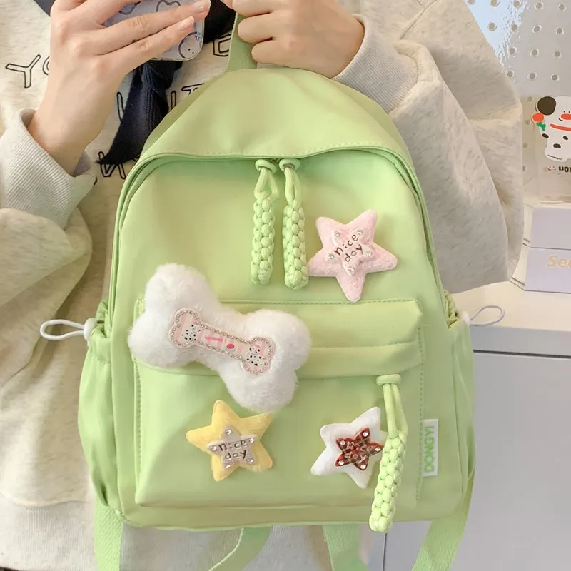 Single Warehouse Composite Cloth Backpack Women's Ecru/Pink/Yellow/Green/Black-19