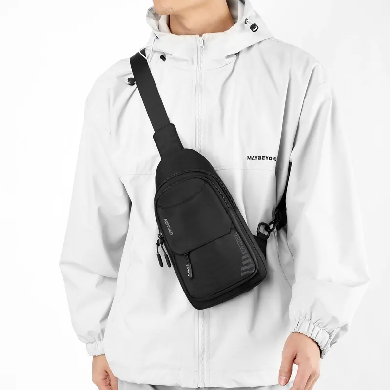Single Warehouse Nylon One Shoulder Sling Bag Regular Men's Gray/Black/Army Green/Dark Blue-11