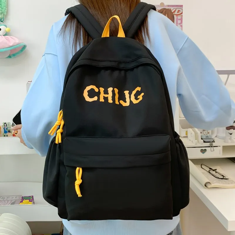 Single Warehouse Composite Cloth Backpack Unisex Yellow/Dark Blue/Black-17