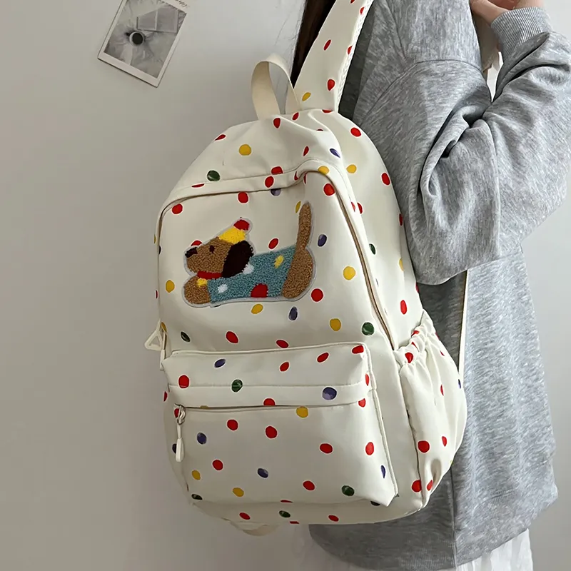 Single Warehouse Polyester Backpack Regular Women's Beige/White-2