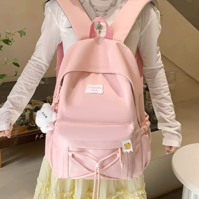 Single Warehouse Twill Backpack Unisex Black/Pink/Yellow/Light Green/Beige-6