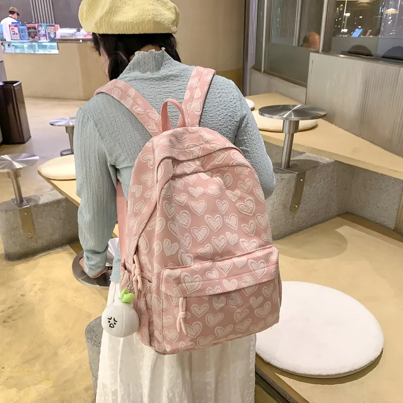 Single Warehouse Polyester Backpack Regular Women's White/Black/Pink/Khaki-1