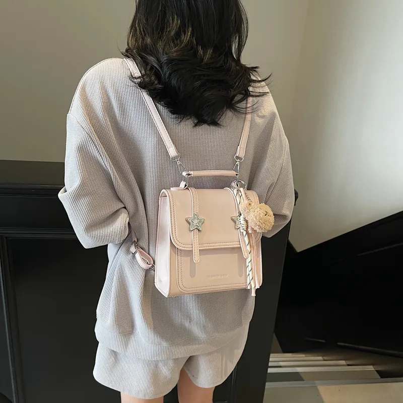Single Warehouse PU Backpack Regular Women's Ecru/Pink/Blue/Yellow/Black-10