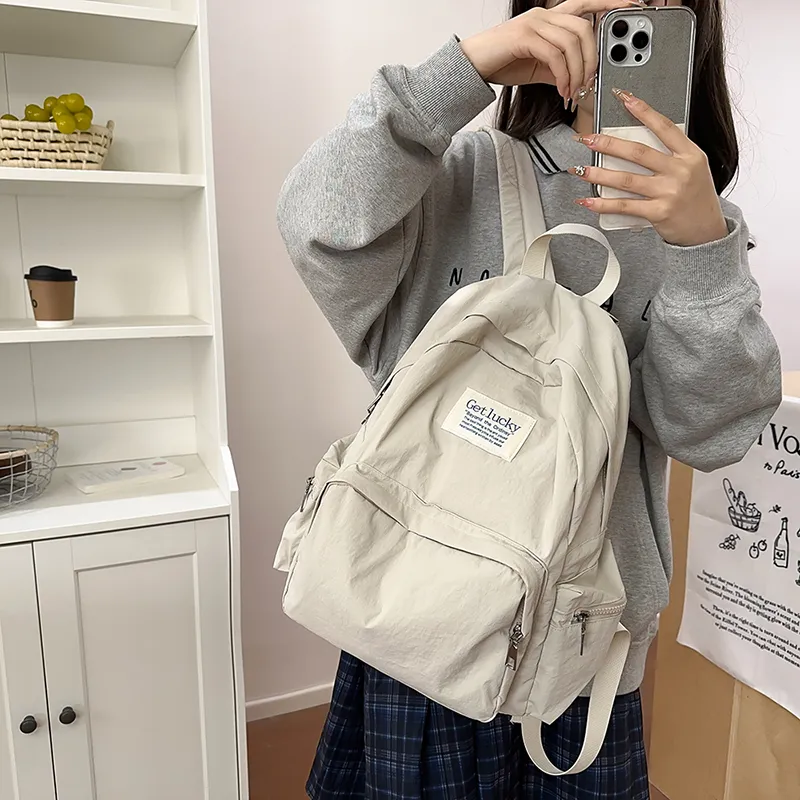 Single Warehouse Nylon Backpack Unisex White/Pink/Blue/Black-1