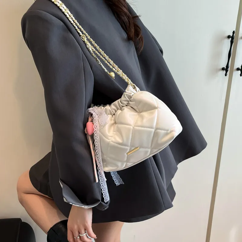 Single Warehouse PU Shoulder Bag Regular Women's White/Silver/Pink/Black-4