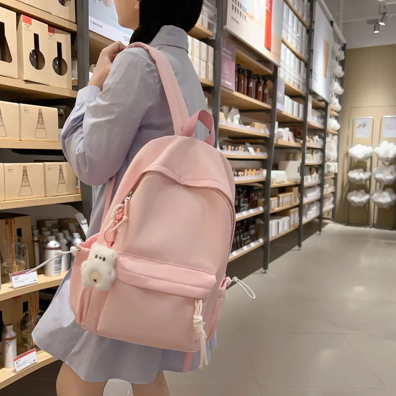 Single Warehouse Nylon Backpack Regular Unisex Black/Yellow/Orange/Green/White/Pink-15