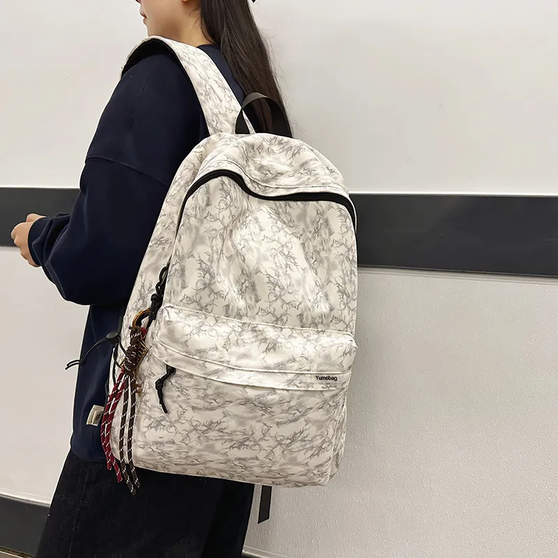Single Warehouse Nylon Backpack Unisex White/Red/Green/Black-6