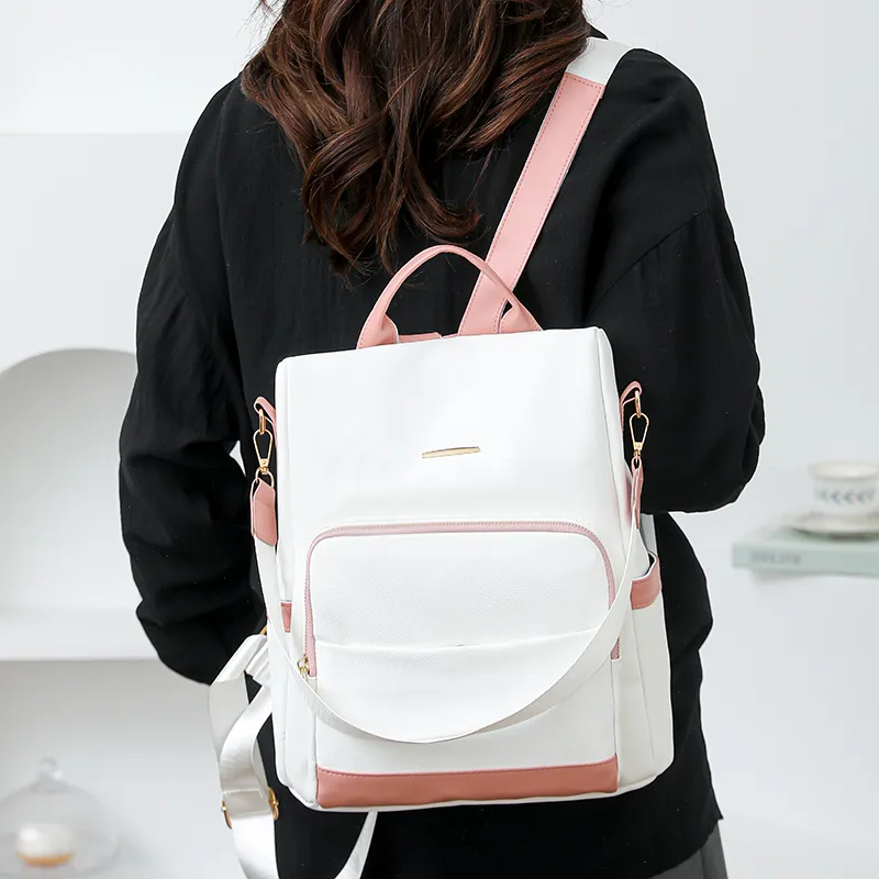 Single Warehouse PU Backpack Regular Unisex Black & White/Black & Brown/Caramel/Blue/Red/Pink-6
