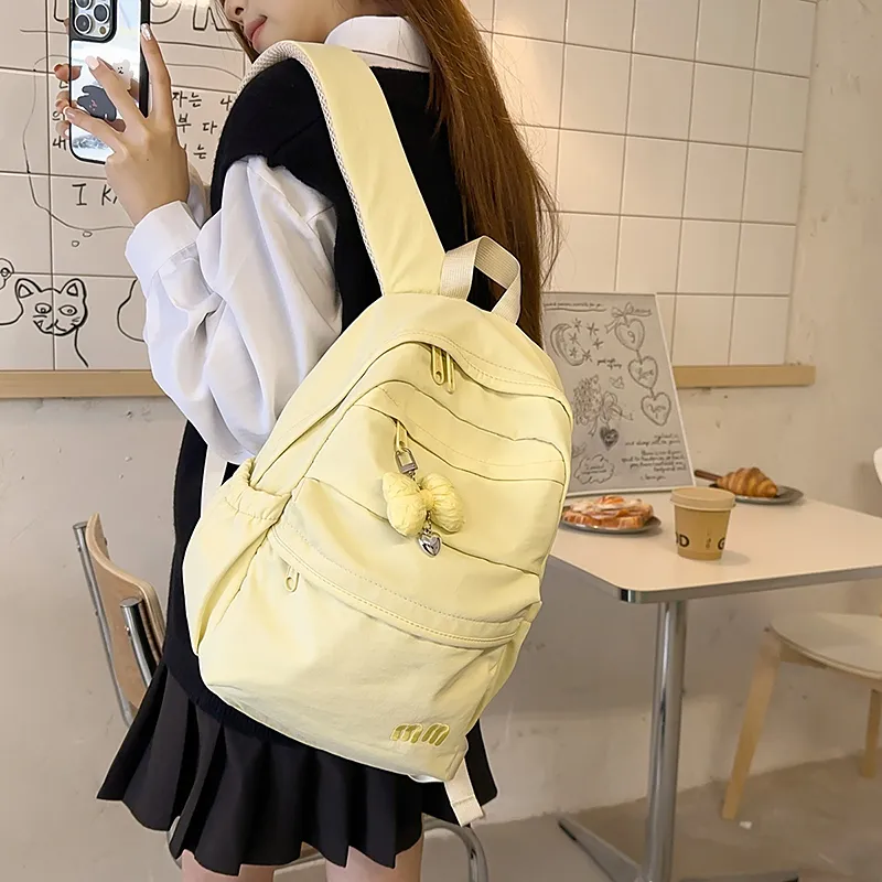 Single Warehouse Nylon Backpack Women's White/Black/Light Purple/Yellow/Blue/Pink-1