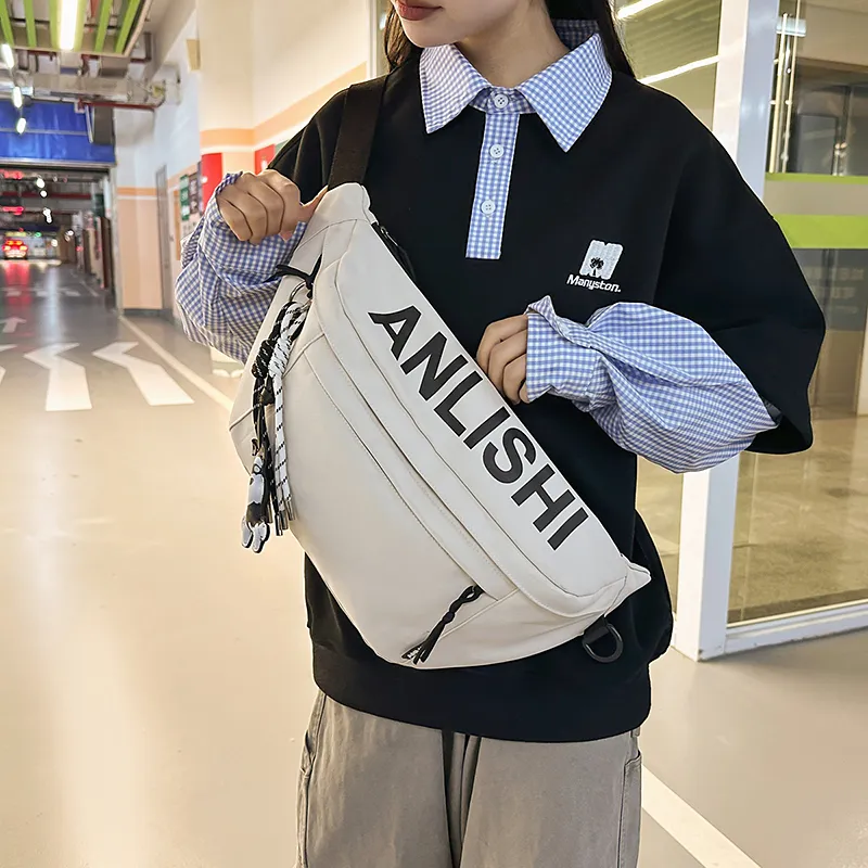 Single Warehouse Nylon Sling Bag Unisex White/Khaki/Gray/Black-4