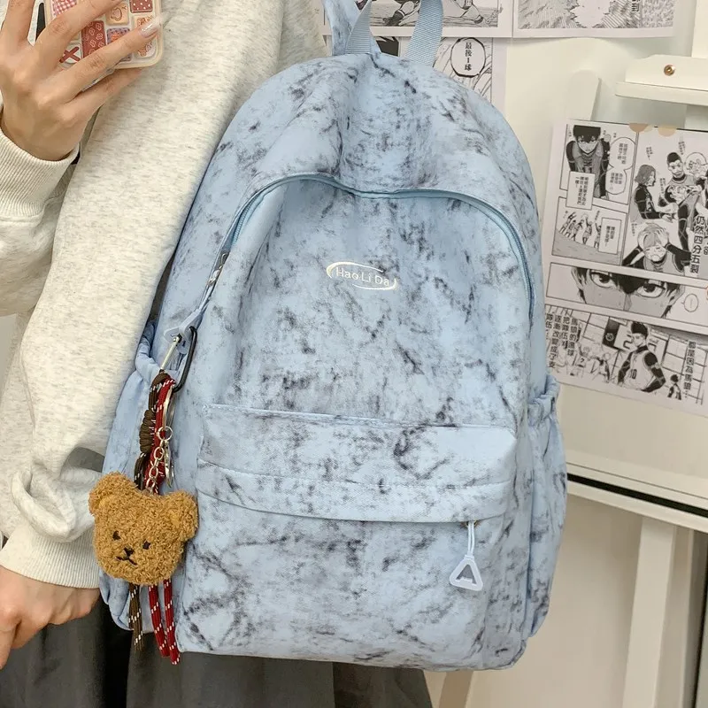 Single Warehouse Nylon Backpack Unisex White/Red/Blue/Black-12