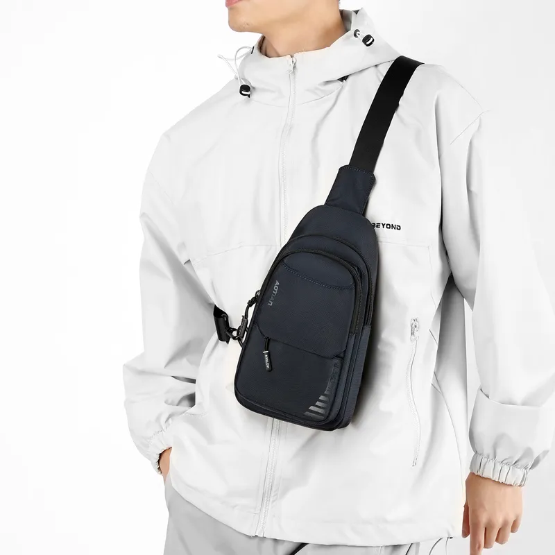 Single Warehouse Nylon One Shoulder Sling Bag Regular Men's Gray/Black/Army Green/Dark Blue-7