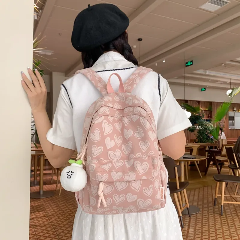 Single Warehouse Polyester Backpack Regular Women's White/Black/Pink/Khaki-4