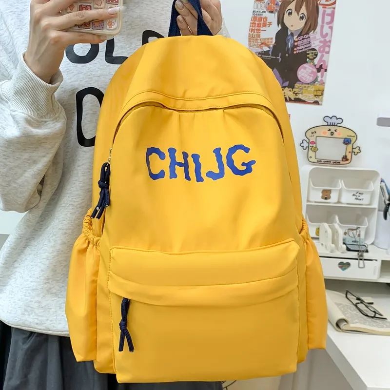 Single Warehouse Composite Cloth Backpack Unisex Yellow/Dark Blue/Black-5