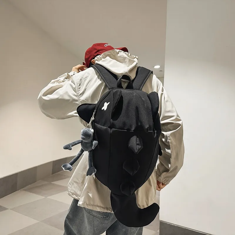 Single Warehouse Nylon Backpack Regular Unisex Black/Gray/White-7