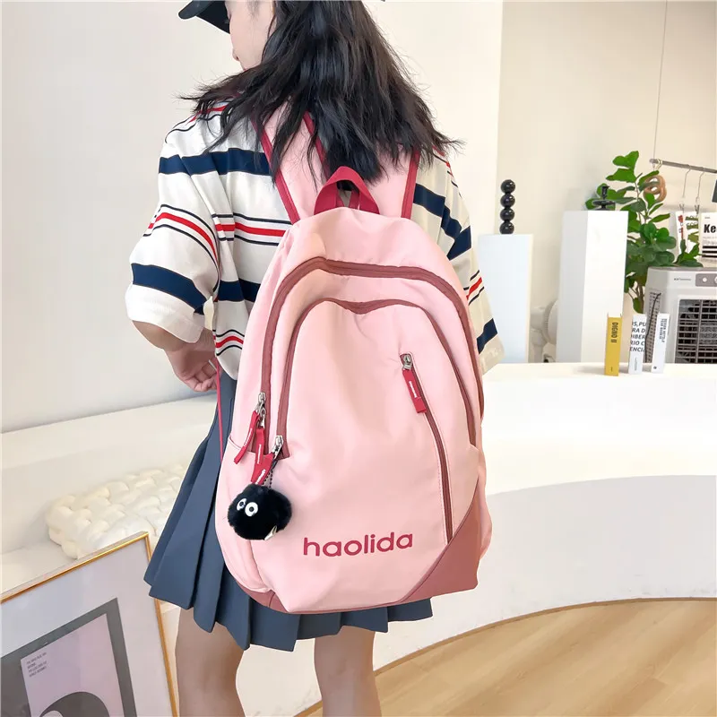 Single Warehouse Nylon Backpack Unisex White/Pink/Blue/Green/Black-6