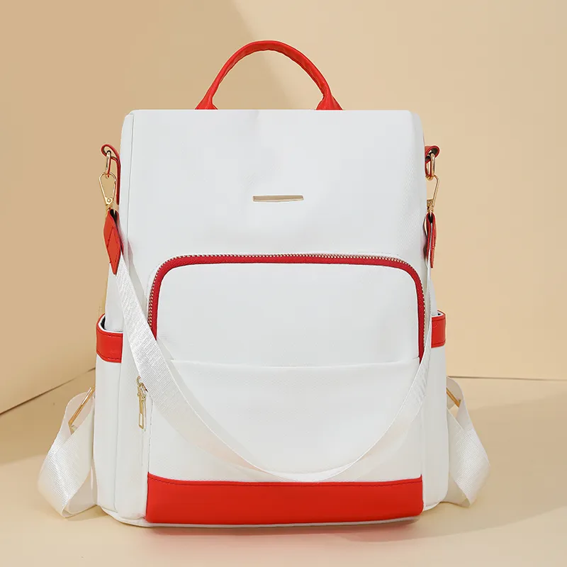 Single Warehouse PU Backpack Regular Unisex Black & White/Black & Brown/Caramel/Blue/Red/Pink-18