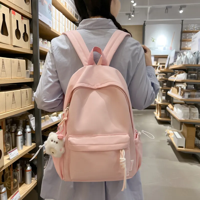 Single Warehouse Nylon Backpack Regular Unisex Black/Yellow/Orange/Green/White/Pink-17