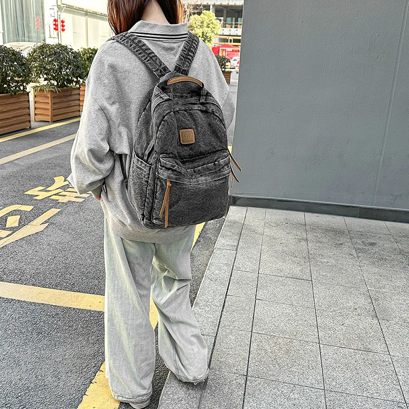 Single Warehouse Denim Backpack Regular Unisex Black/Light Blue/Dark Blue-17