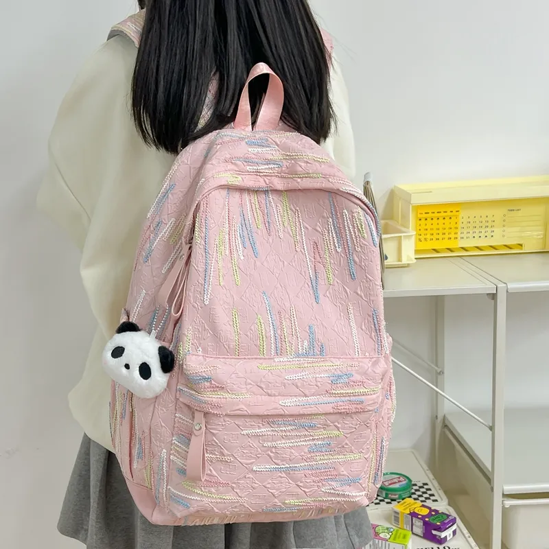 Single Warehouse Composite Cloth Backpack Regular Women's White/Black/Pink/Yellow-14