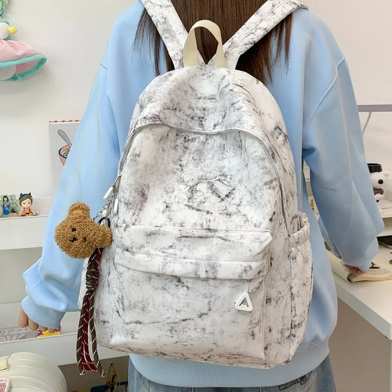Single Warehouse Nylon Backpack Unisex White/Red/Blue/Black-3