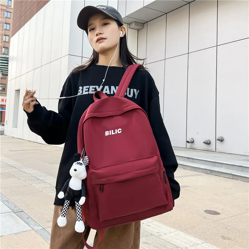 Single Warehouse Composite Cloth Backpack Regular Unisex Gray/Black/Burgundy/Ecru-3