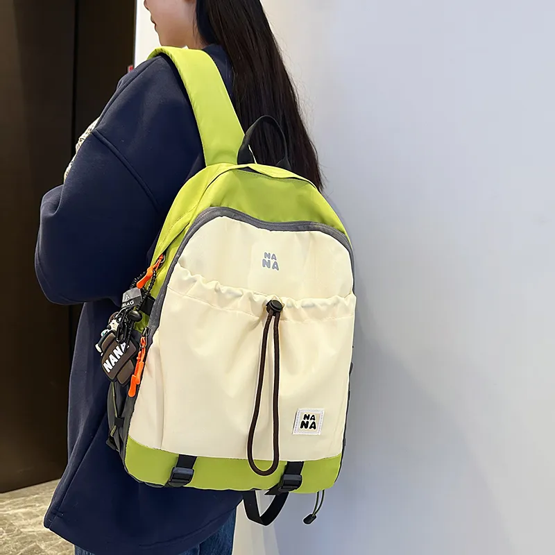 Single Warehouse Nylon Backpack Unisex Black/Fruit Green/Brown/Blue/Orange-13