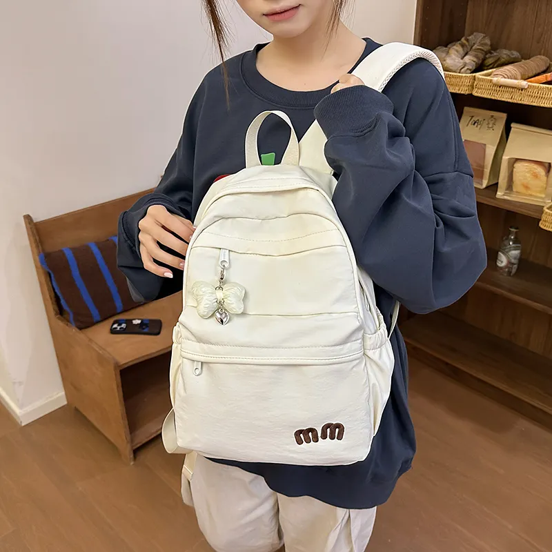 Single Warehouse Nylon Backpack Women's White/Black/Light Purple/Yellow/Blue/Pink-12