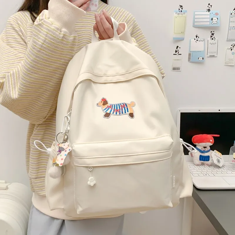 Single Warehouse Composite Cloth Backpack Unisex White/Blue/Black/Green-5