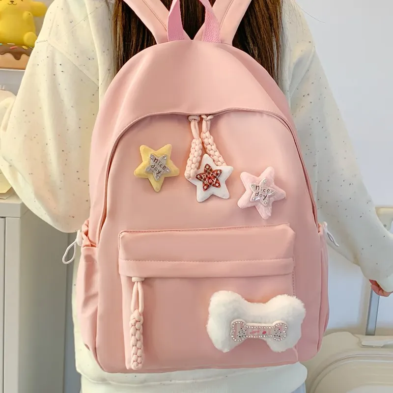 Single Warehouse Composite Cloth Backpack Women's Ecru/Pink/Yellow/Green/Black-8